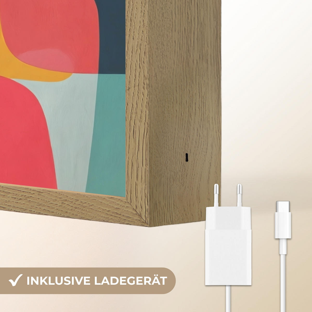 NÁSTĚNNÁ LAMPA S AKUMULÁTOREM Tvary - barevné - abstraktní - letadla 30x40 cm - různobarevná, kompozitní dřevo (30/40/8cm) - OnlyWow