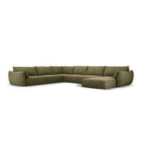 PANORAMASOFA links Kaelle aus Chenille-Stoff grün 8 Sitzplätze - Grün, Textil (284/85/384cm) - Micadoni
