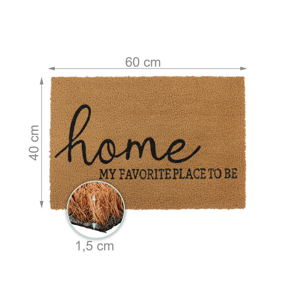 ROHOŽ - světle hnědá, textil/plast (60/40cm) - Relaxdays