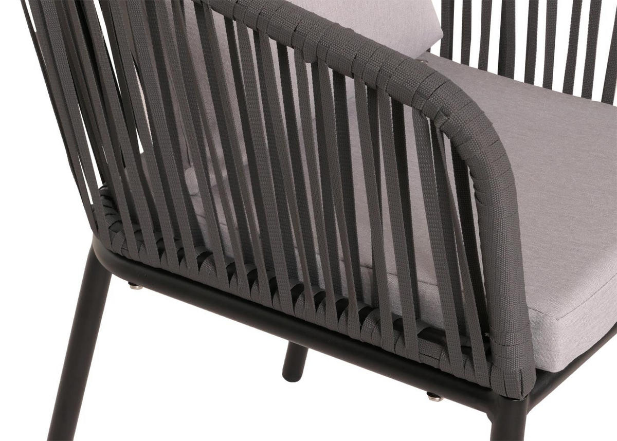 GARTENGARNITUR Tisch+4xStuhl Anthrazit Grau - Anthrazit, Metall - PROREGAL