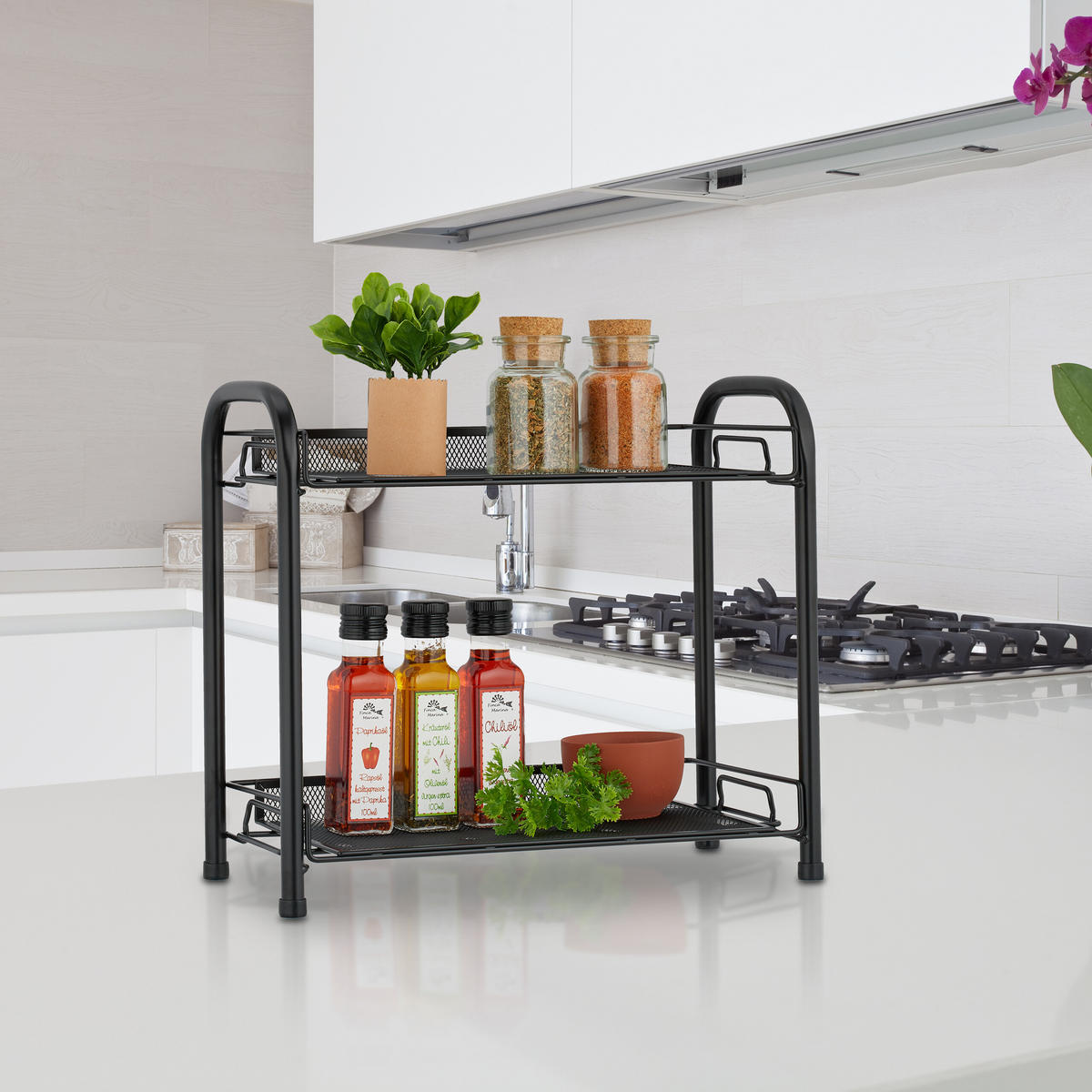 GEWÜRZREGAL - Schwarz, Kunststoff/Metall (37/32/17cm) - Relaxdays