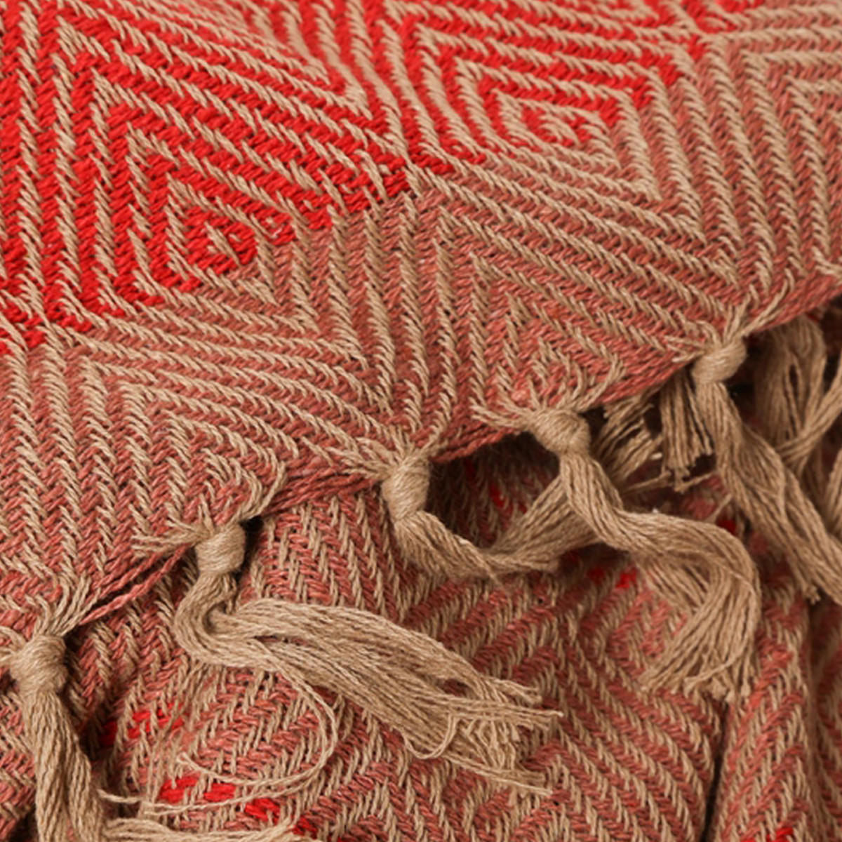 DECKE Streifen Design 130x180 cm, 100% Baumwolle, Amber/Rost - Rostfarben, Textil (130/180cm) - Au Maison