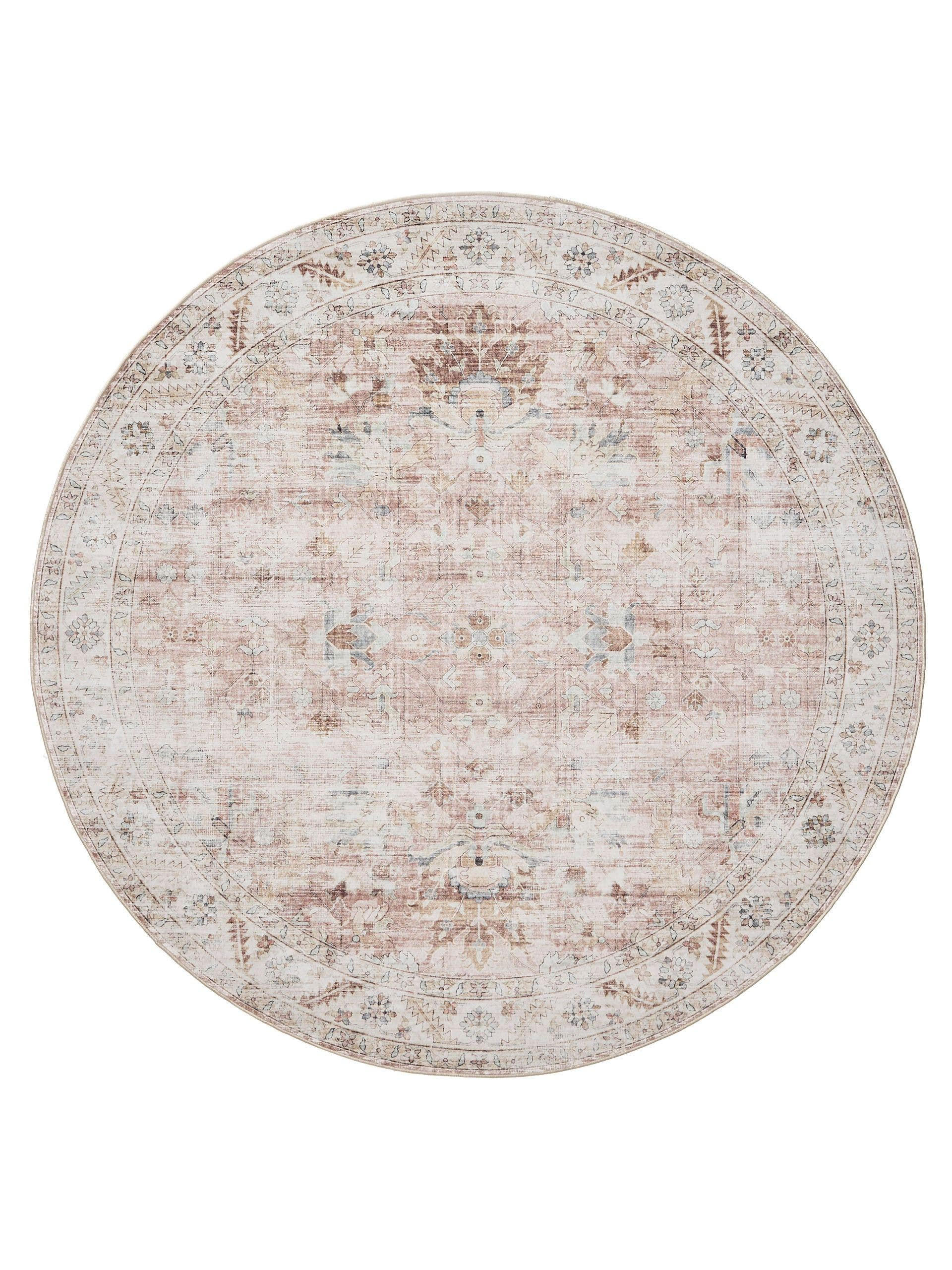 VINTAGE-TEPPICH George waschbar ø 160 cm rund - Rosa, Kunststoff (160/160cm) - benuta