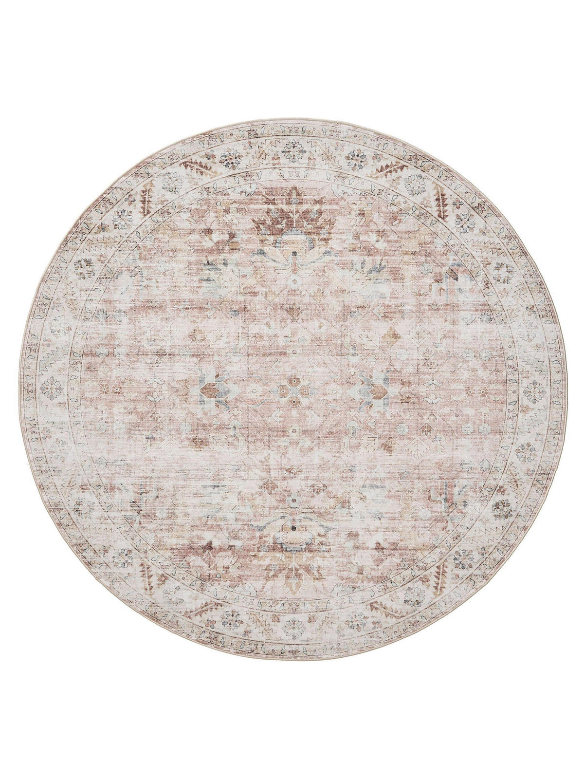 VINTAGE-TEPPICH George waschbar ø 160 cm rund - Rosa, Kunststoff (160/160cm) - benuta