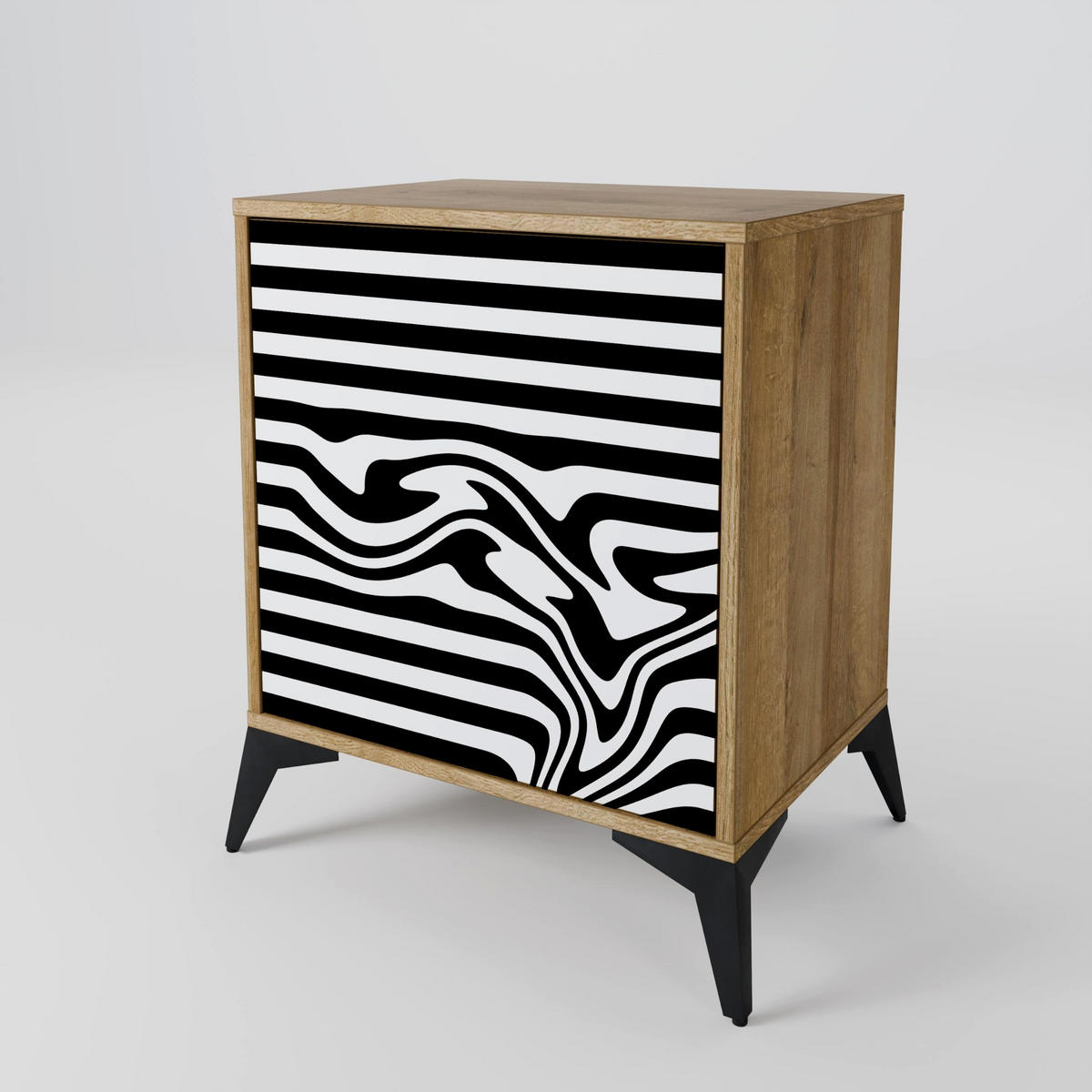 SIDEBOARD SPECTRA SHOWCASE, Eichefarben, 57,5x42x75,5 cm, Goldfarbene Metallfüße - Eichefarben/Goldfarben, Holzwerkstoff/Metall (57.5/75.5/42cm) - SpaceRebels