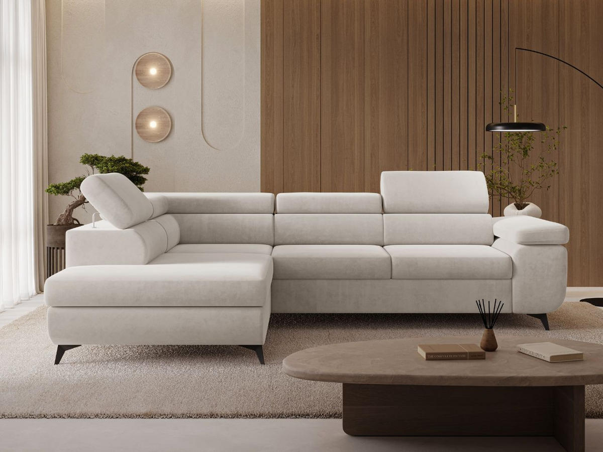 ECKSOFA Argon Ecru Rechts - Ecru/Beige, Holz/Textil (190/255cm) - Graingold