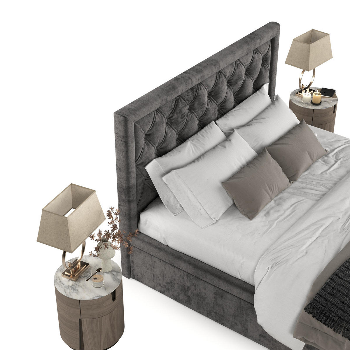 POLSTERBETT Nicobar mit Stauraum 120/200 cm Stahl im Lotta Stoff - Schwarz/Graphitfarben, Holz/Holzwerkstoff (120/200cm) - AltaBeds