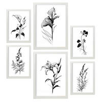 POSTER Set Mit 6 Ansteckblumen Natur Und Botanikdrucke Mit Blumenmotiven In Klassischem Schwarz Und Weiß Innenarchitektur A3 & A4 Weißer Rahmen - Weiß, Papier (29/3cm) - Nacnic