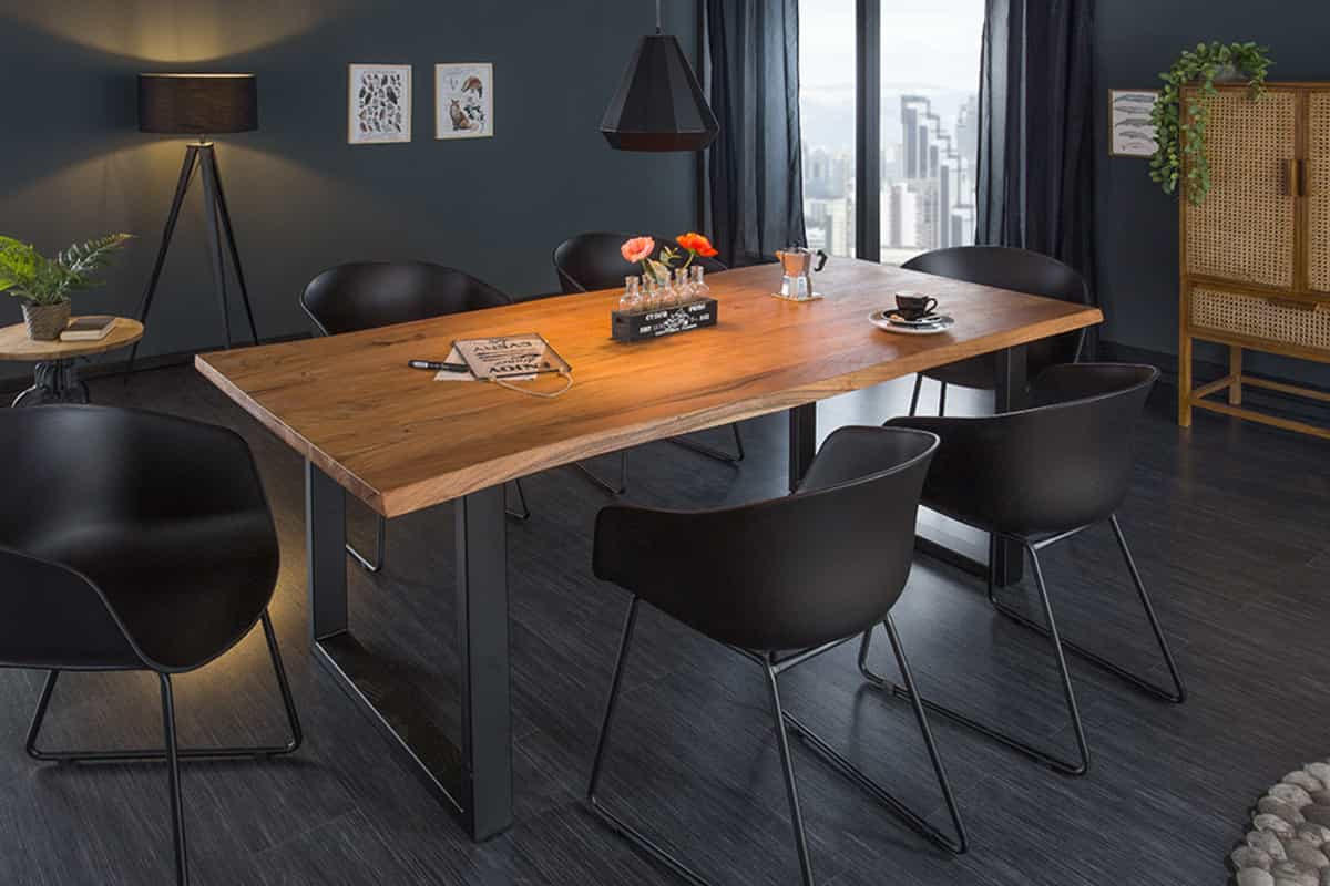 ESSTISCH MAMMUT Akazie 160cm - Schwarz/Braun, Holz/Metall (90/160/76cm) - riess-ambiente