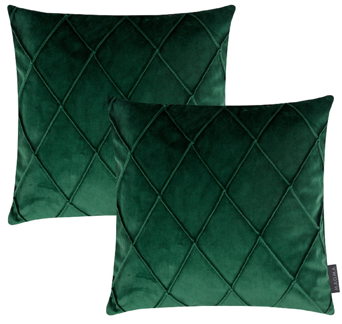 KISSENHÜLLE 2er Set Nobless Rauten 50/50 cm grün - Grün, Textil (50/50cm) - Magma Heimtexx