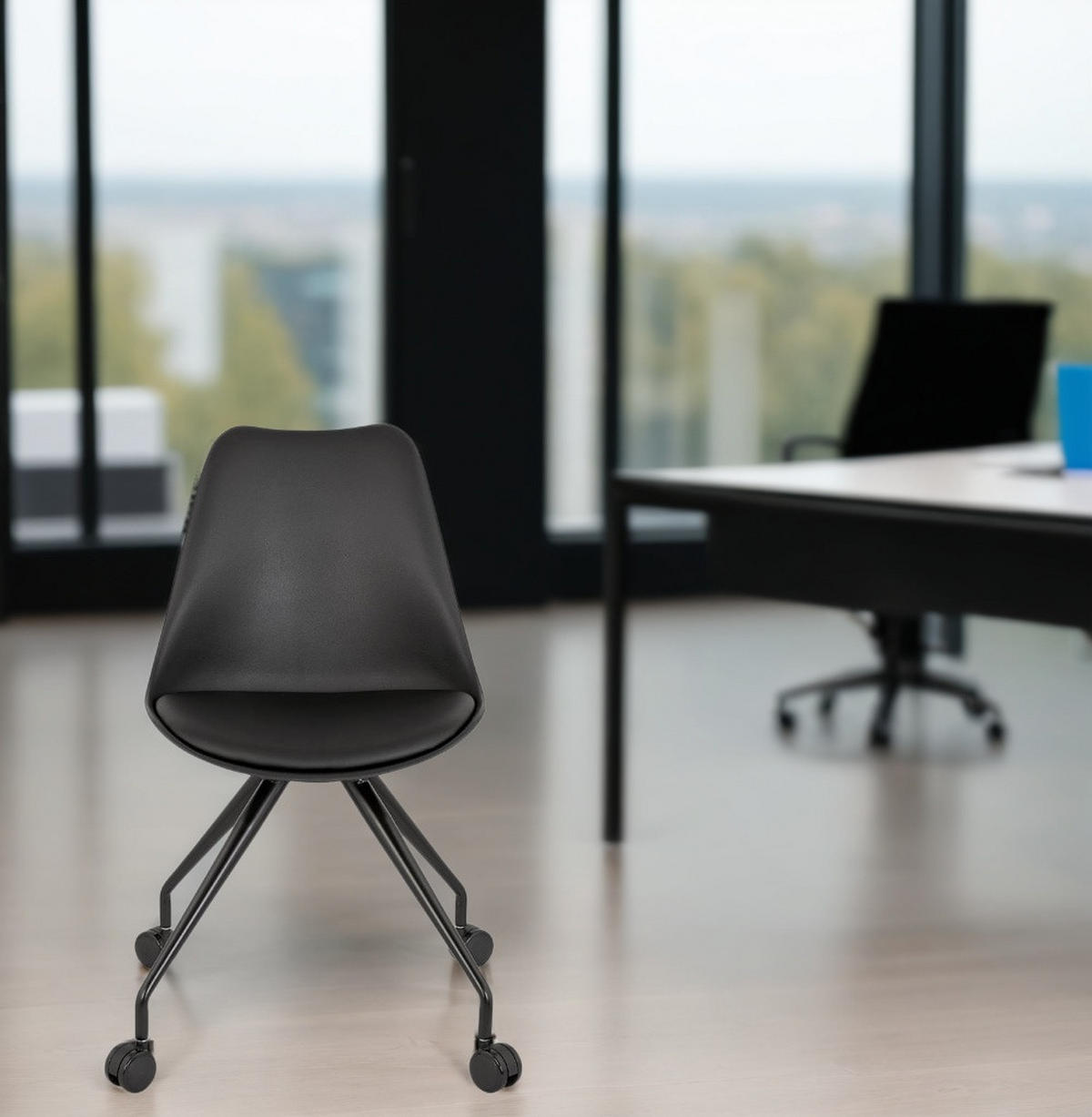 BÜROSTUHL Kunststoff ergonomisch mit Rollen und Drehfunktion GALORO, Schwarz 60x60x92 cm - Schwarz, Kunststoff/Metall (60/92/60cm) - KADIMA DESIGN