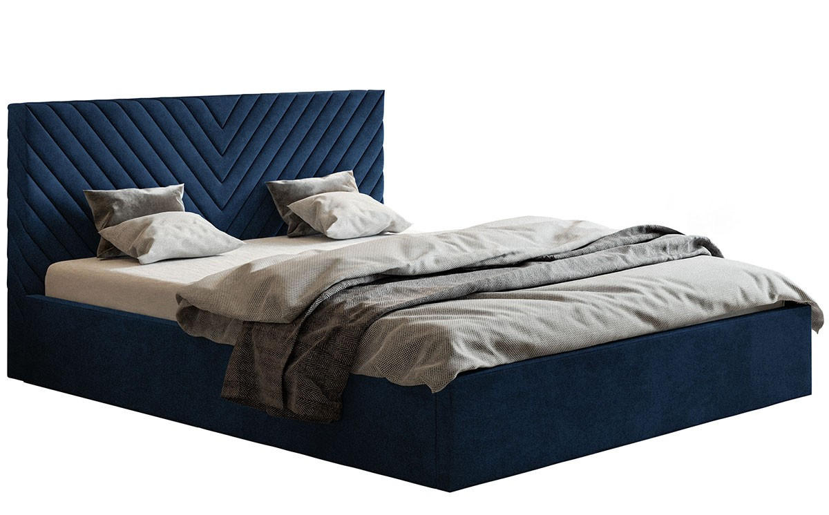 BETT Blau OLDO 8 Gepolstert Mit Bettkasten 180x200 cm - Dunkelblau, Textil (180/200cm) - Sepro Meble