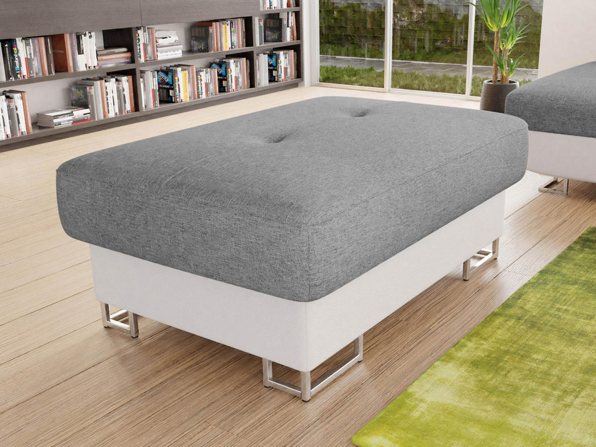 POLSTERHOCKER Cotere - Silberfarben/Weiß, Holz/Textil (104/42/67cm) - MIRJAN24