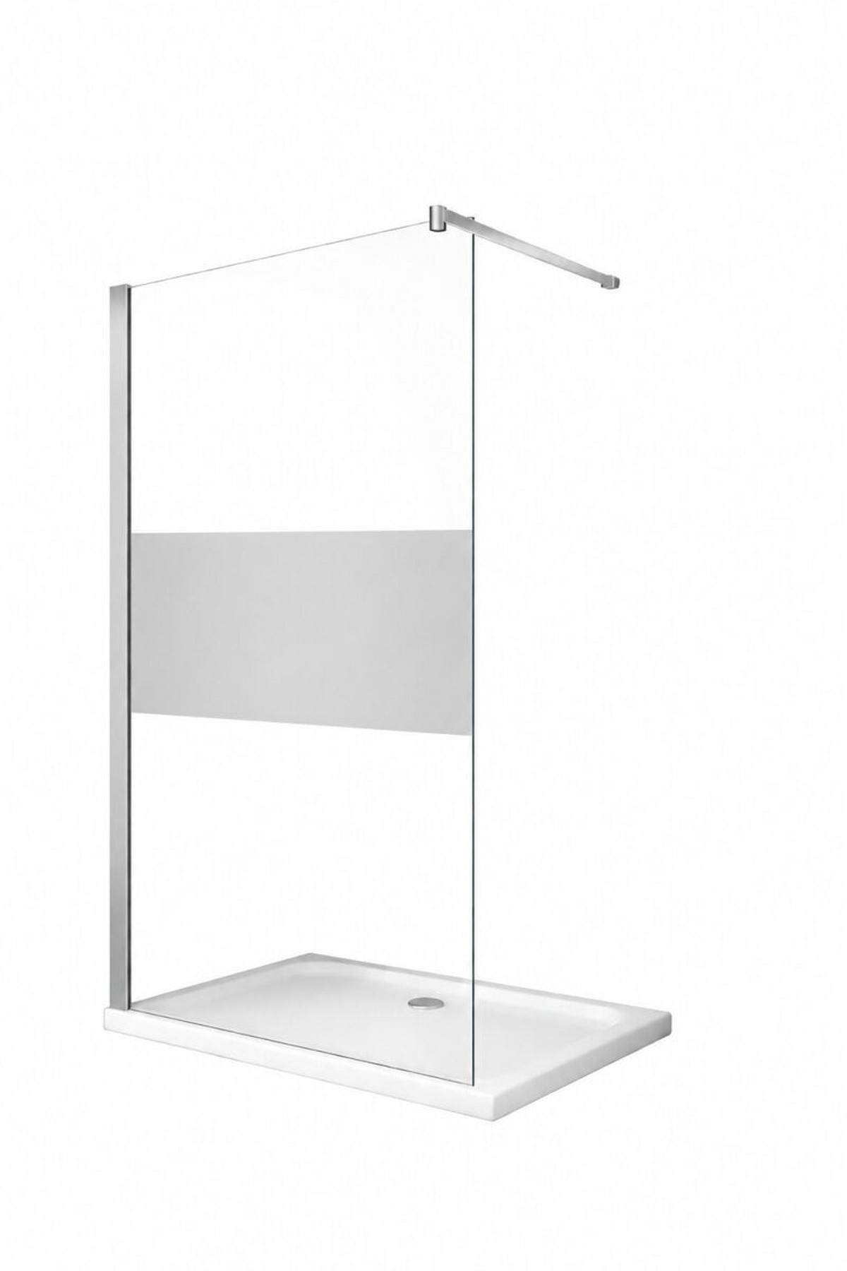 WALK-IN-DUSCHWAND 100 × 200 cm – Teilsatiniertes ESG-Sicherheitsglas – Silber - Silberfarben, Glas (10/100/200cm) -  Glaswerk Westfalen
