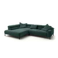 ECKSOFA MIT MOTORISCHEM SITZVORZUG DELIA Smaragdgrün Cord - Smaragdgrün/Schwarz, Textil/Metall (312/219cm) - KAWOLA