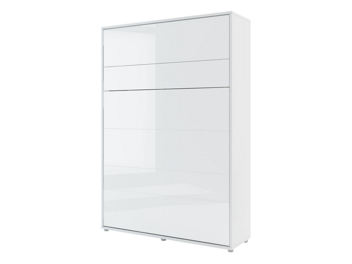 SCHRANKBETT Bed-Concept BC-01 140x200 mit zwei LED-Lampe - Weiß Hochglanz/Grau, Holz/Holzwerkstoff (140/200cm) - MIRJAN24
