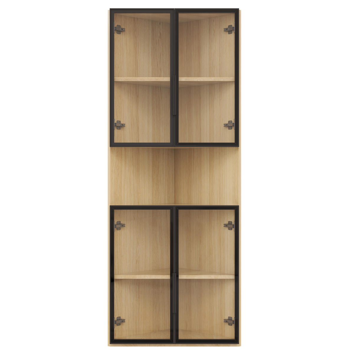 VITRINE 62cm Eiche Glas LED Eckvitrine modern - Eichefarben, Holzwerkstoff (62/160/32cm) - FLIEKS
