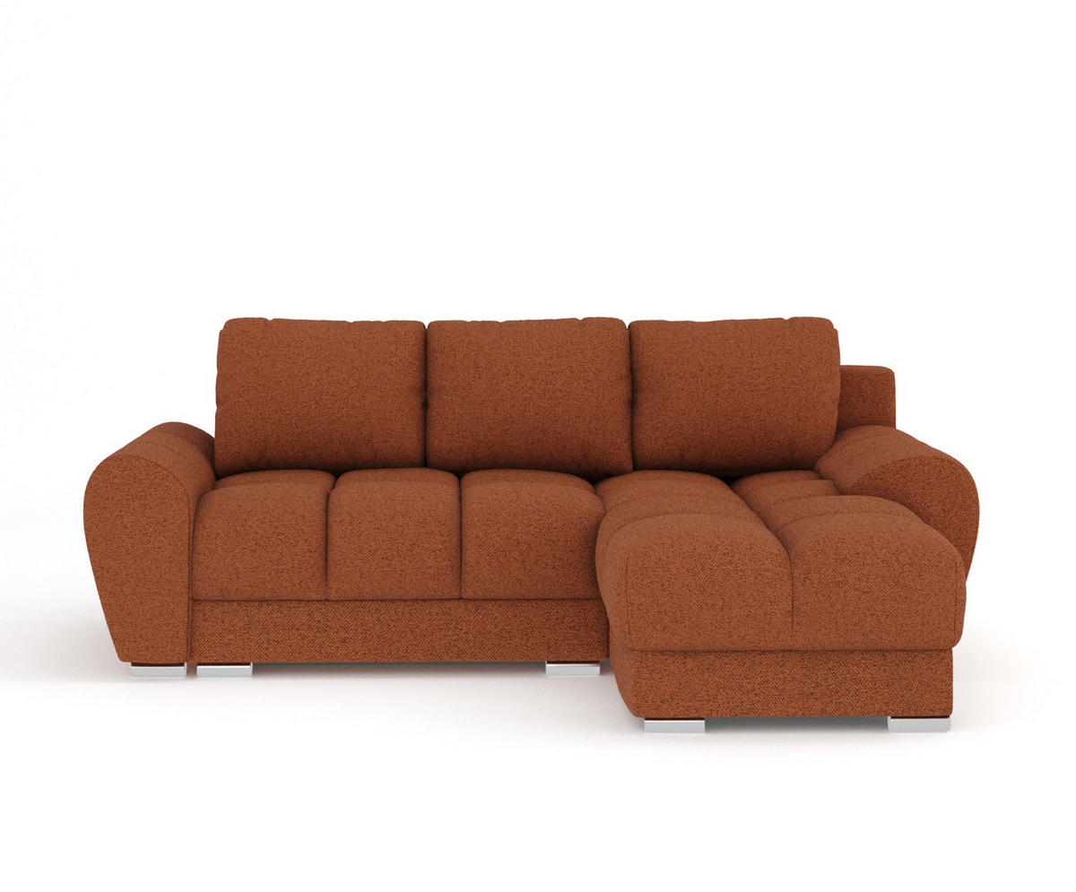 ECKSOFA MIT SCHLAFFUNKTION Peebles Kupferfarbe Webstoff - Chromfarben/Kupferfarben, Holz/Holzwerkstoff (256/175cm) - Maison de Reve