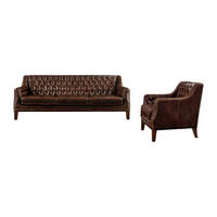 COUCHGARNITUR mit Sessel - 4 Personen - leder - schokoladenbraun Colbert - Braun, Leder/Holz (194.5/84/84cm) - Vente-Unique