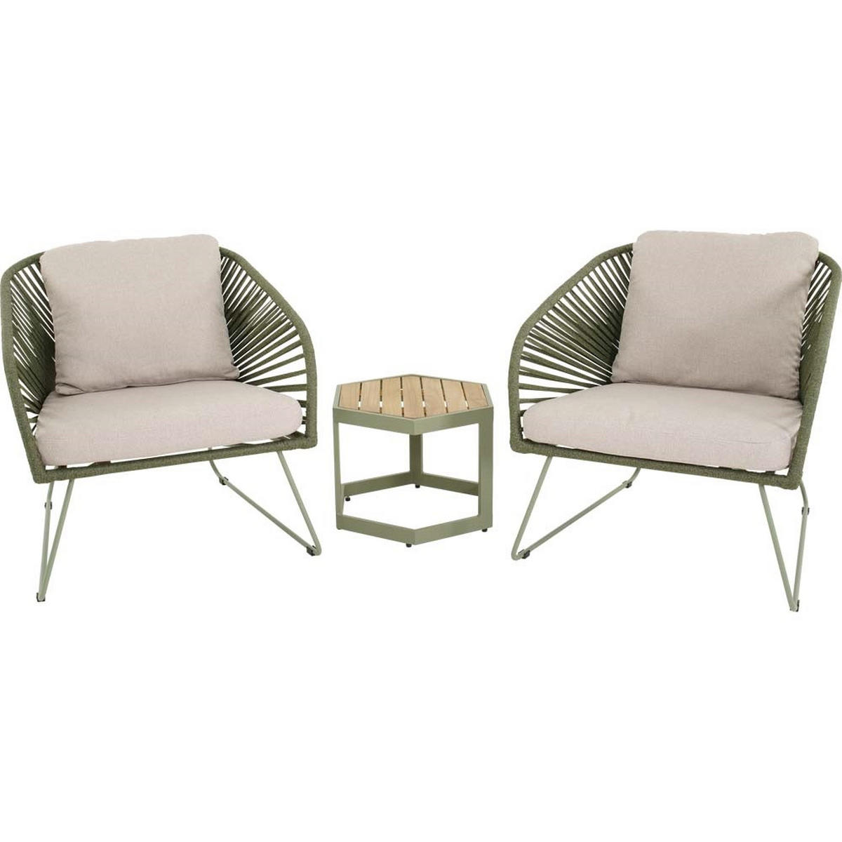 BEISTELLTISCH Esagono - Grün - 48/41,5/34 cm - Grün, Metall (48/41/34cm) - Lesli Living