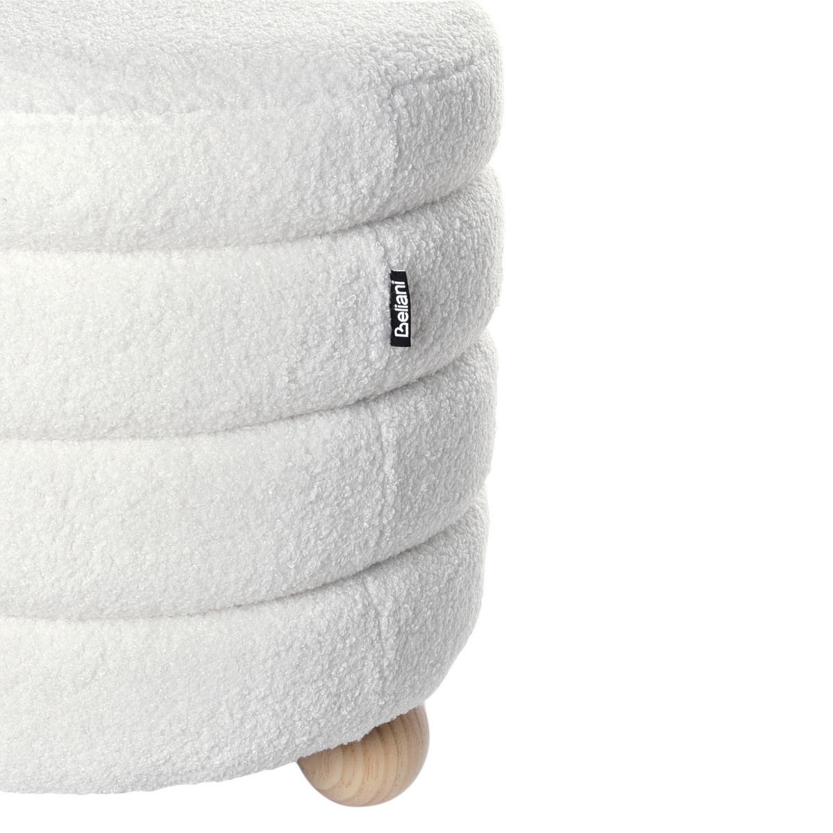 POUF Cremeweiß Chilly - Weiß/Braun, Textil (42/41/42cm) - Beliani