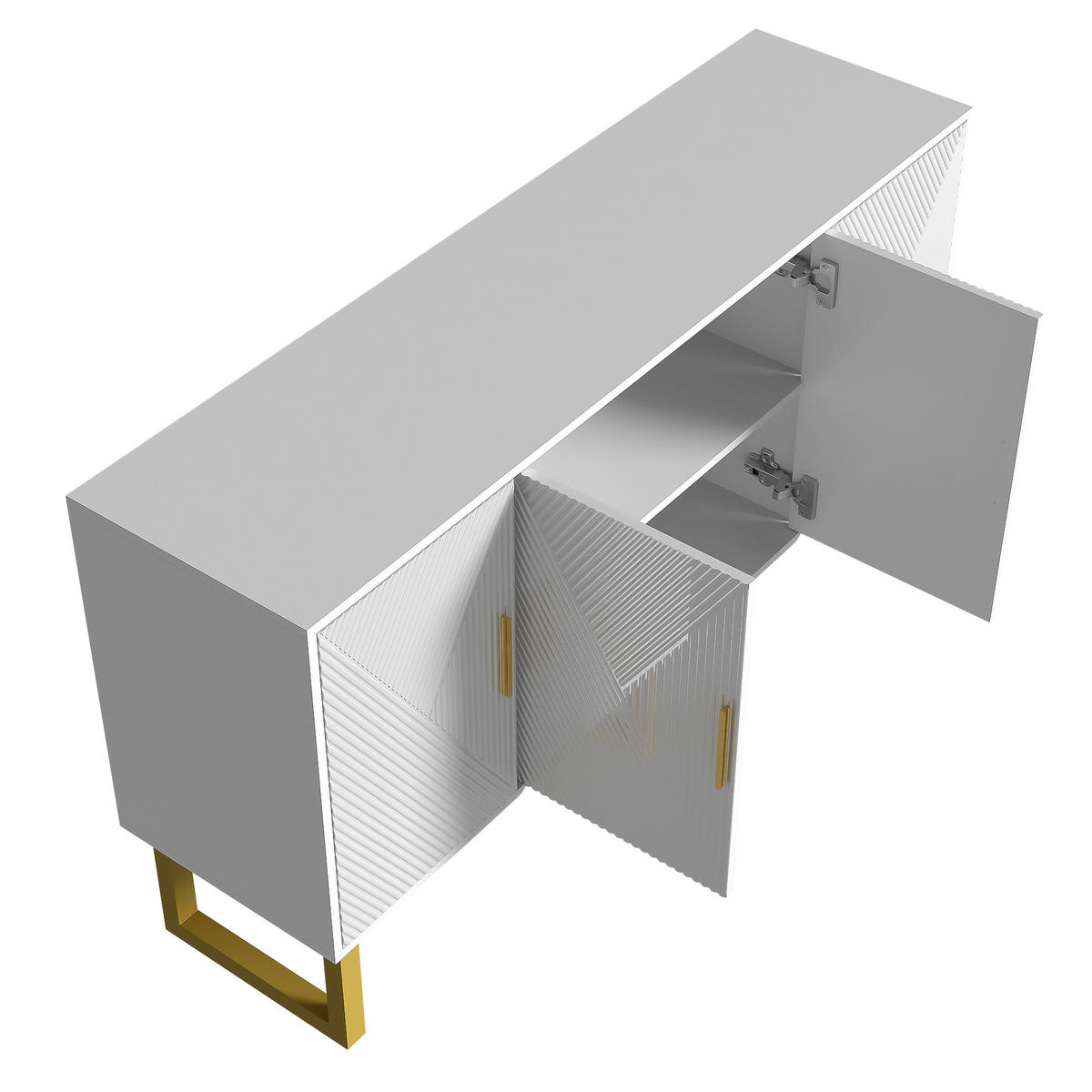 SIDEBOARD 150cm Modern Luxuriös Weiß Goldene Griffe 4 Türen - Weiß, Holzwerkstoff (40/82/150cm) - FLIEKS