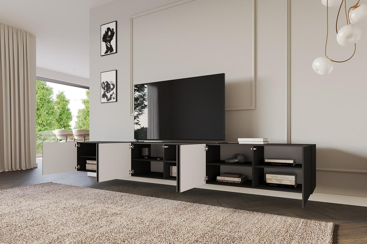 LOWBOARD KITO-W 3x100x40x41 cm - Schwarz - Schwarz, Holzwerkstoff (300/40/41cm) - ALTDECOR