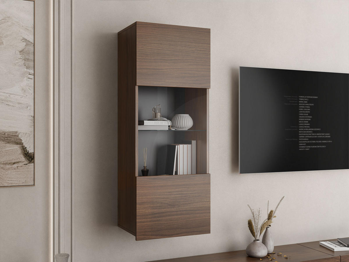 HÄNGEVITRINE Calabrini 05 - Nussbaumfarben, Holzwerkstoff (45/117/32cm) - MIRJAN24