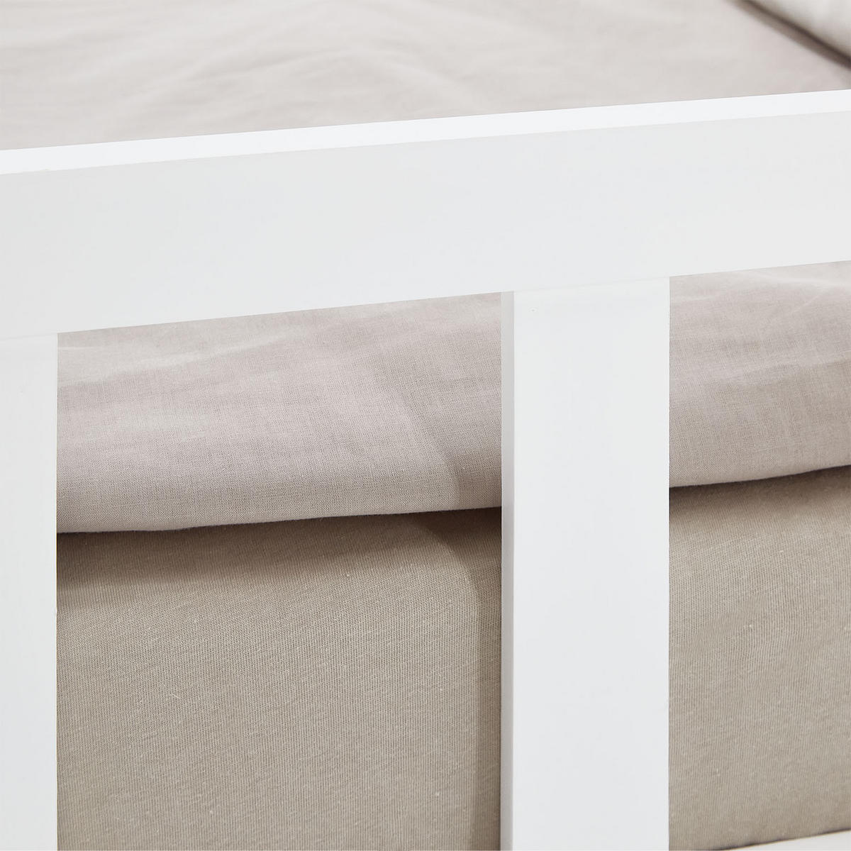 BODENBETT 120x200 cm Weiß mit Lattenrost - Weiß, Holz (120/200cm) - Homestyle4u