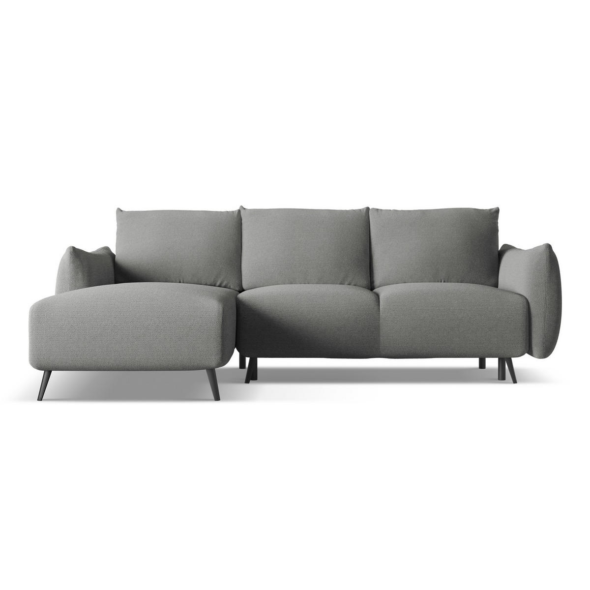 ECKSOFA mit Schlaffunktion Chenille Stoff Grau - Schieferfarben/Schwarz, Textil/Metall (162/242cm) - LaMiaSofa