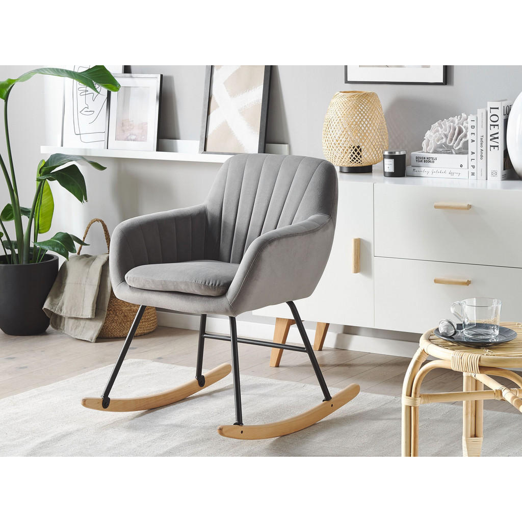 Thumbnail - Beliani Schaukelstuhl, Grau, Textil, 1-Sitzer, 60x82x74 cm, Wohnzimmer, Sessel, Schaukelstühle