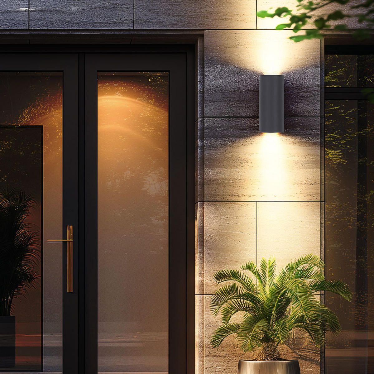 WANDLEUCHTE Up & Down Anthrazit - Anthrazit, Glas (6.8/15/9.2cm) - Globo Lighting