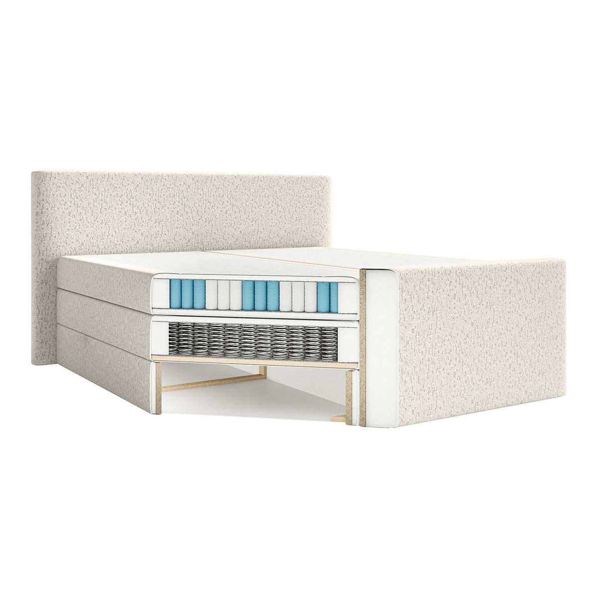 BOXSPRINGBETT Velipoja Premium 200x200 cm, Ecru - Ecru, Textil (200/200cm) - Fedve