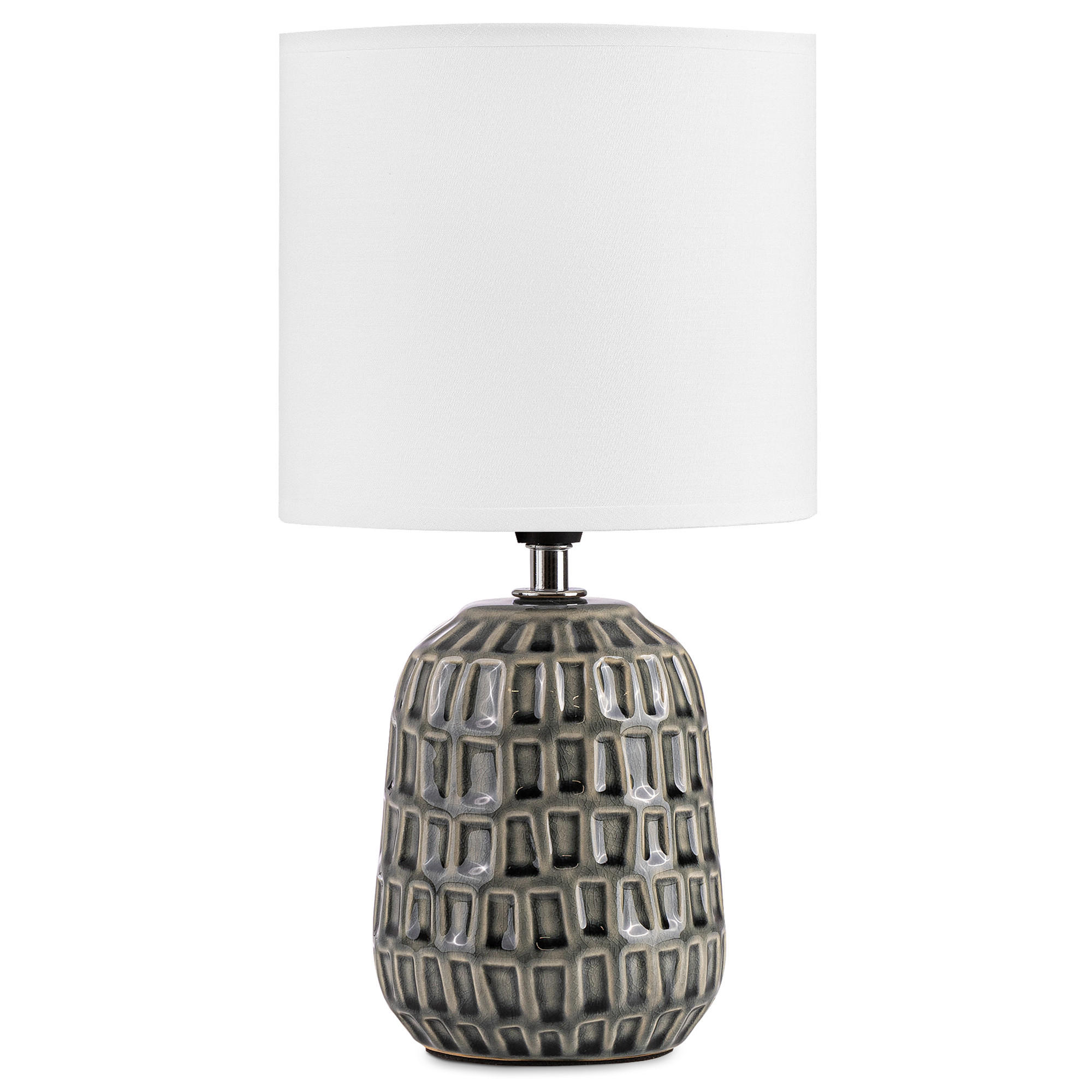 TISCHLAMPE STANDI, Grau, Weiß - Grau, Keramik/Textil (16.5/16.5/31.5cm) - KONSIMO®