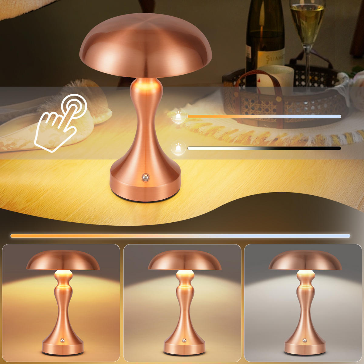 TISCHLAMPE Mila 15.5/15.5/22 cm - Braun, Metall (15.5/15.5/22cm) - ZMH