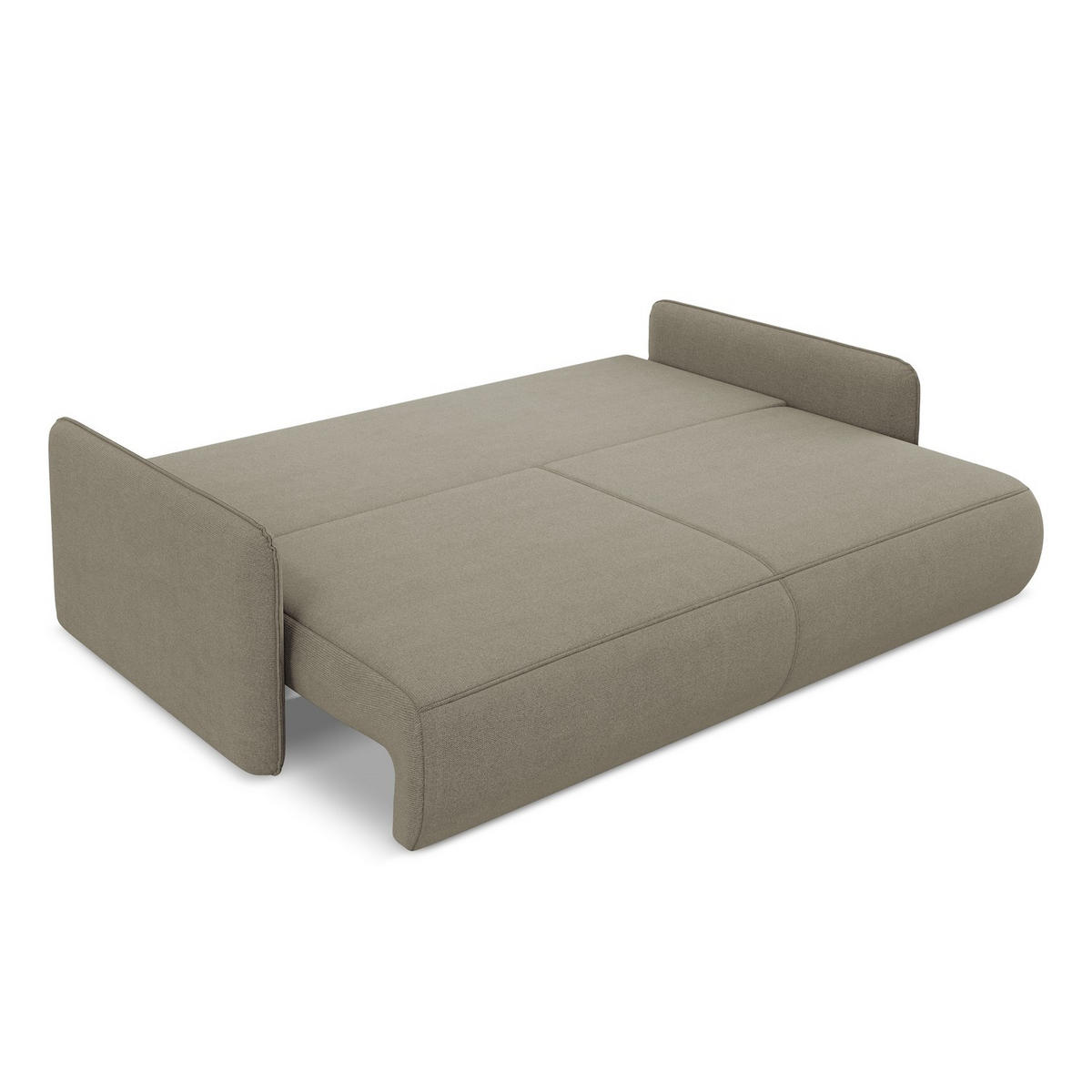 3-SITZER SOFA mit Schlaffunktion Strukturstoff Stoff Beige - Beige/Schwarz, Kunststoff/Textil (216/86/105cm) - LaMiaSofa