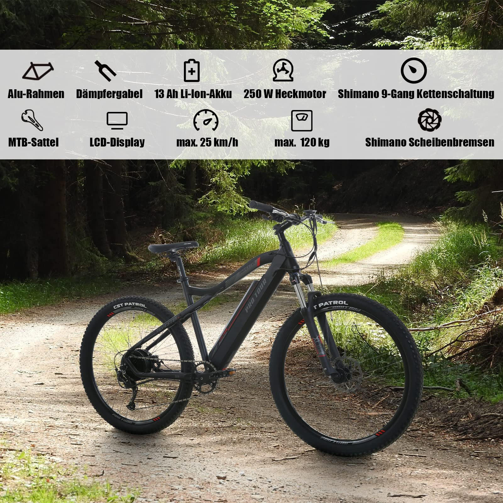 ELEKTROFAHRRAD Flexi 27,5 Zoll 25km/h Reichweite 50-90 km - Rot, Metall (125cm) - Nettlife