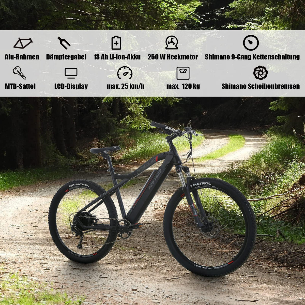 ELEKTROFAHRRAD Flexi 27,5 Zoll 25km/h Reichweite 50-90 km - Rot, Metall (125cm) - Nettlife