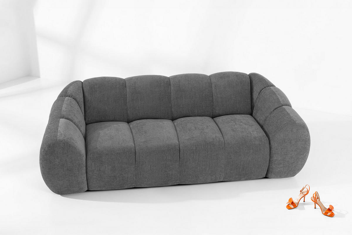 3-SITZER SOFA FLAVA, Aschgrau - Grau, Holz/Holzwerkstoff (240/76/100cm) - KONSIMO®