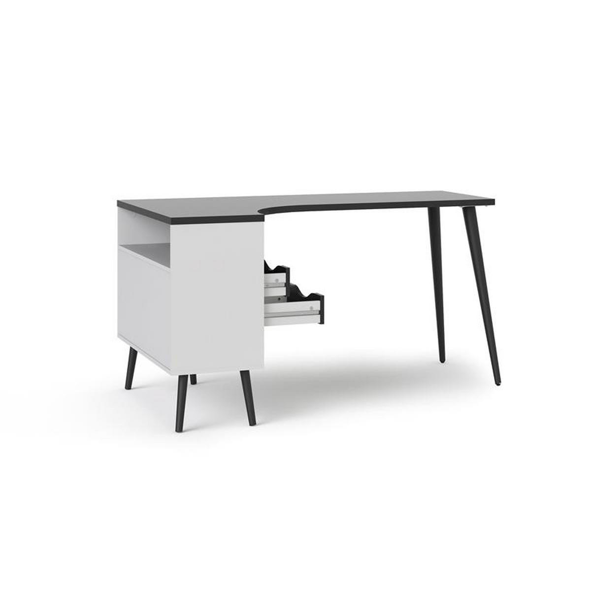 ECKSCHREIBTISCH Weiß - Schwarz, Holzwerkstoff (81/145/76cm) - ebuy24