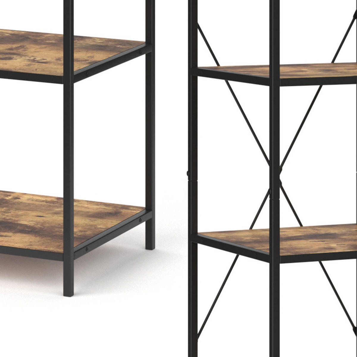RAUMTEILER Fyrk Antikholz 40 x 174 cm 2er Set - Alteiche/Schwarz, Holzwerkstoff (40/174/39.5cm) - Vicco