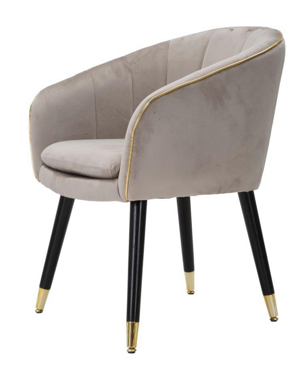SESSEL Paris Grigia, grau, schwarz und goldfarben, Polyester, Kiefernholz und Metall, 62 x 58 x 78 cm - Goldfarben/Schwarz, Holz/Kunststoff (62/78/58cm) - Mauro Ferretti