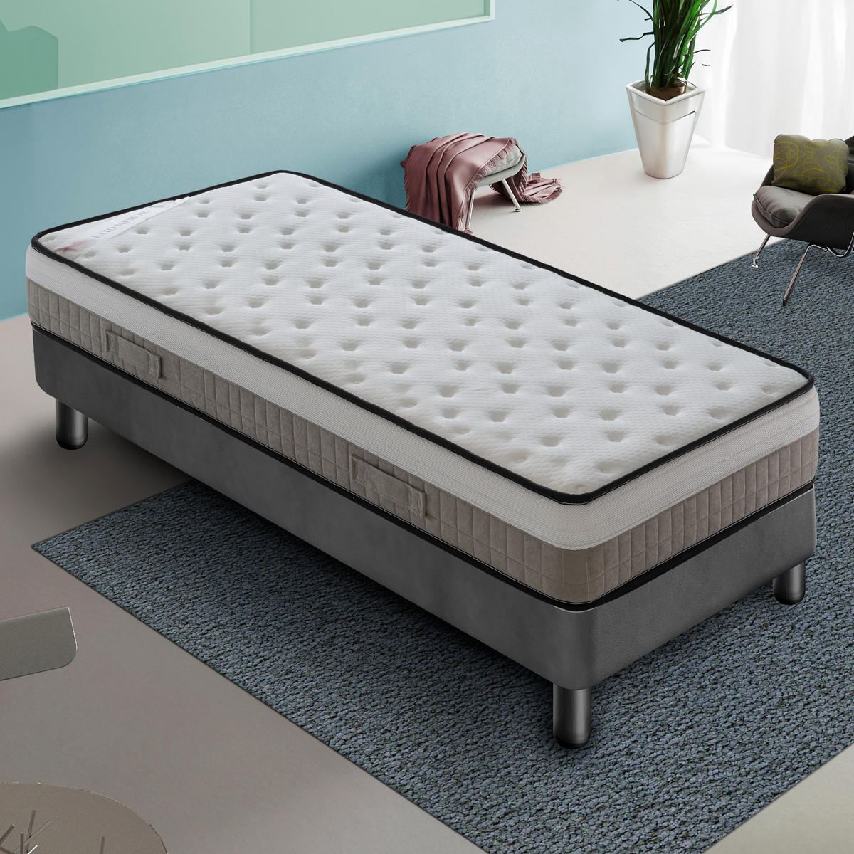 MATRATZE 80x200, Höhe 22 cm, Memory-Schaum, ASSISI - Weiß, Textil (80/200cm)