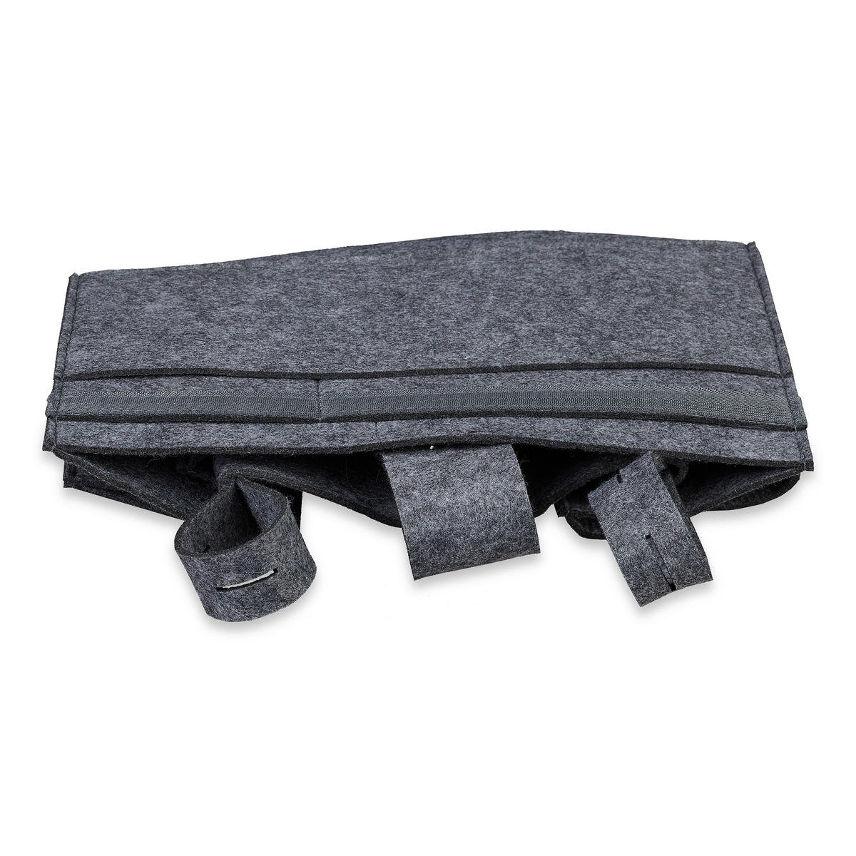 BETTTASCHE Dunkelgrau Filz 8 Fächer - Anthrazit, Textil - Relaxdays