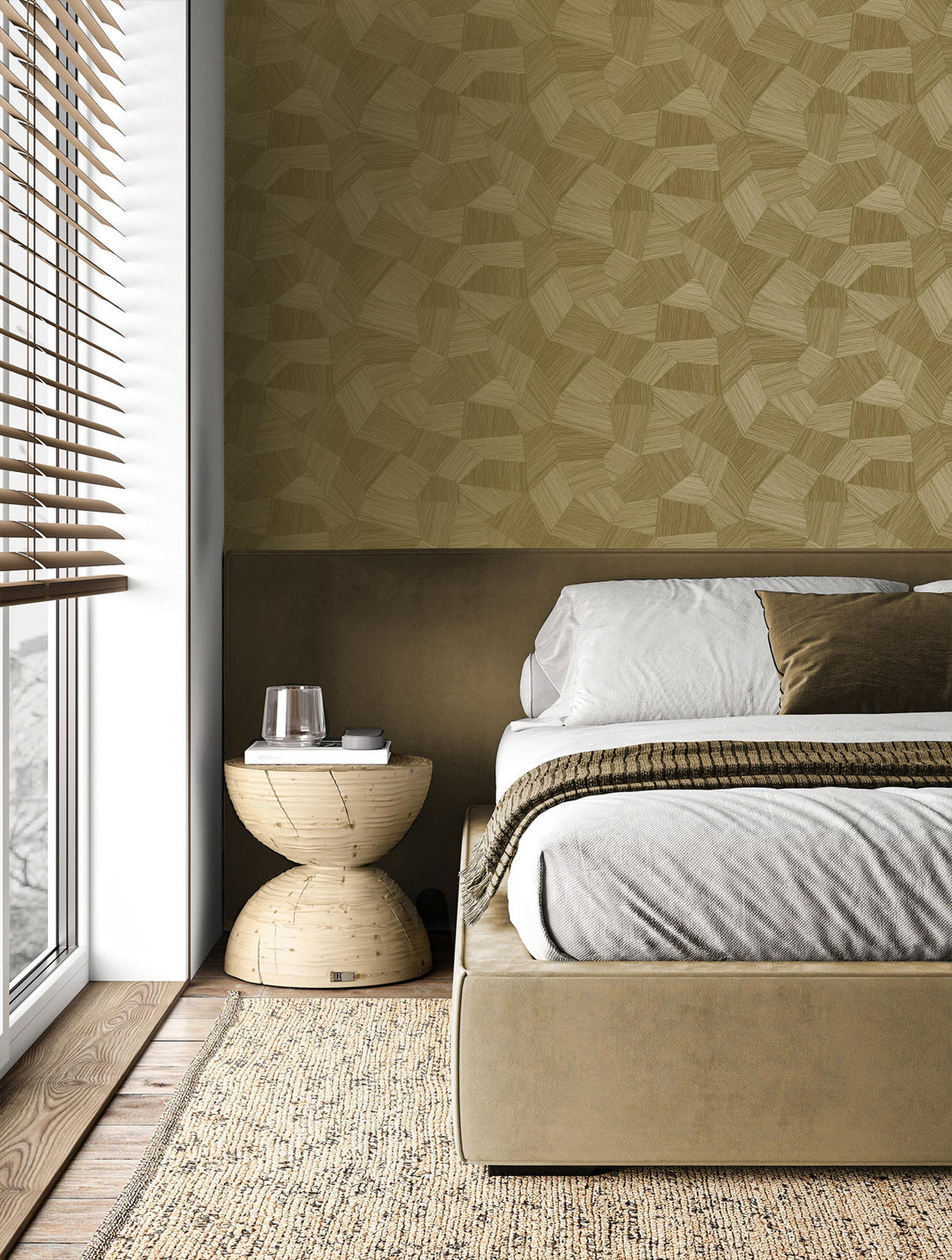 TAPETE 3D-Muster 53 cm x 10.05 m - Goldfarben, Papier (53/1000cm) - Origin Wallcoverings