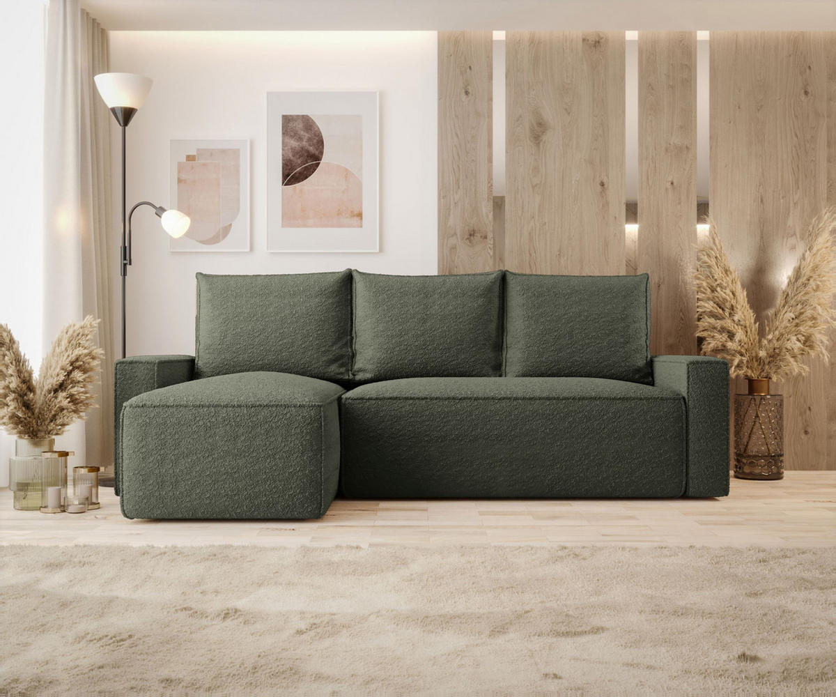 ECKSOFA mit Schlaffunktion SAVIO Quelle 37 Links - Dunkelgrün, Textil (232/140cm) - Bedante