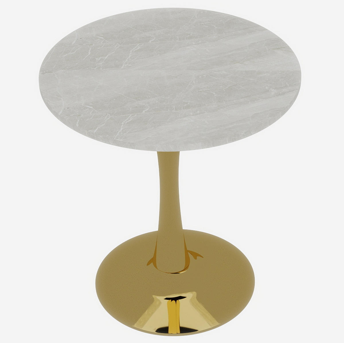 COUCHTISCH 70.1 cm Gold/Weiß aus Kunstmarmor mit runder Tischplatte - Goldfarben, Stein (70/70/72cm) - OKMYHOME
