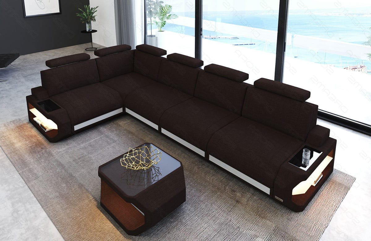 ECKSOFA Siena Graubraun Weiß Strukturstoff - Grau, Kunststoff (347/197cm)