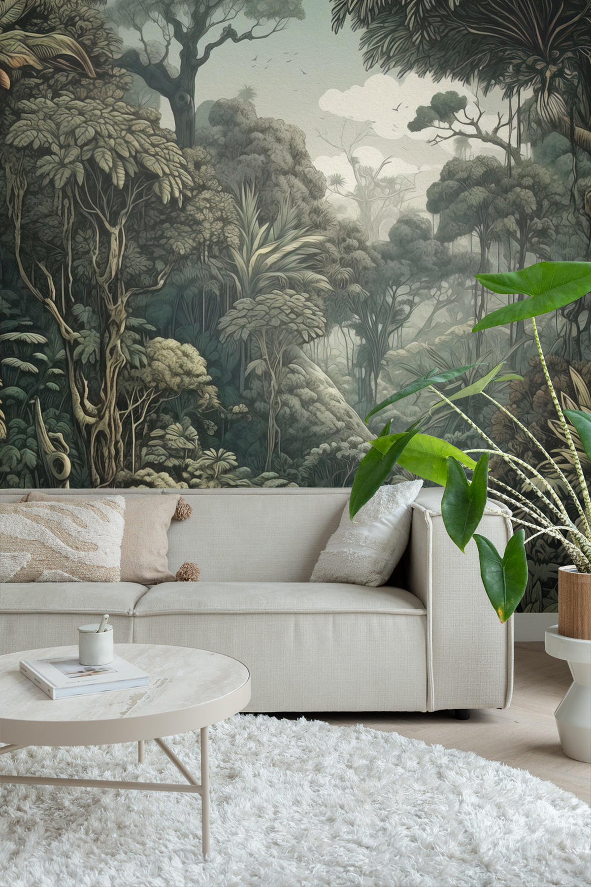 FOTOTAPETE Dschungelmuster 300 x 279 cm - Grün, Papier (300/279cm) - Sanders & Sanders