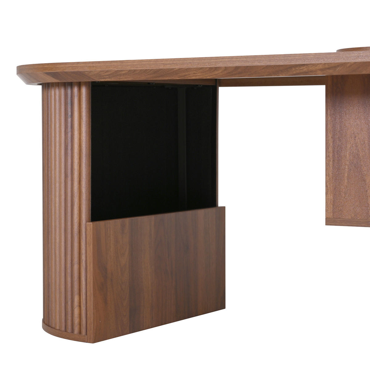 KONFERENČNÝ stolík 105/50/46,5 cm z MDF s úložnými priehradkami a oválnou doskou, Orechová - farba orecha, kompozitné drevo (105/50/46.5cm) - Redom